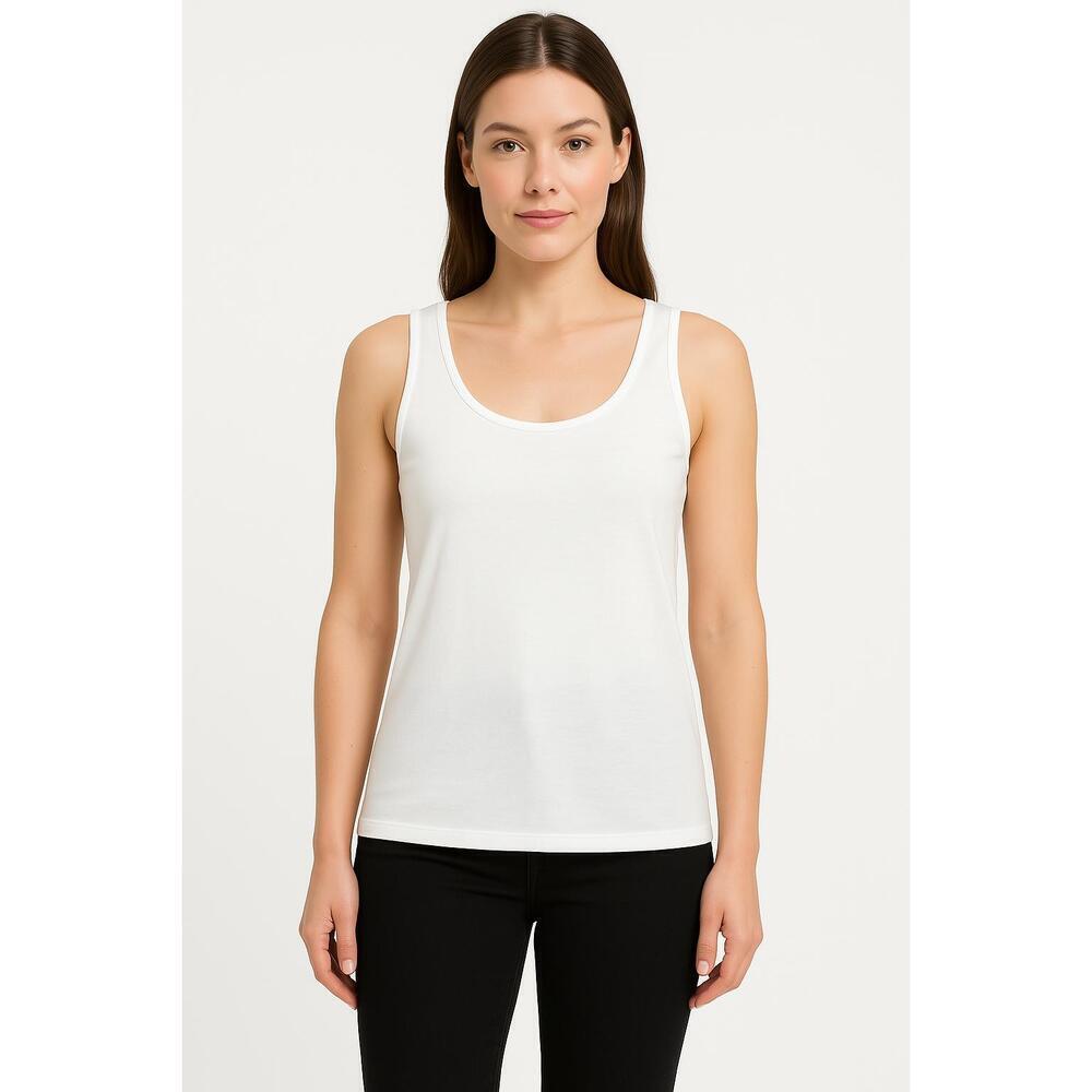 LAMade Tank Top Womens Size Large White Sleeveless Scoop Neck USA Minimalist Sof